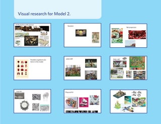 Visual research for Model 2.

3d Illustration with texture
                                                   Random
                                                                           flat projection




                                                 LEGO ART      PIXEL ART
                       Possible Logoforms for
                       items in the model




 Line Art                                       Physcial Art
 