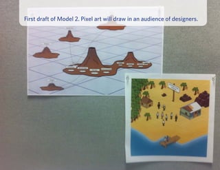 First draft of Model 2. Pixel art will draw in an audience of designers.
 