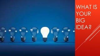 WHAT IS
YOUR
BIG
IDEA?
 