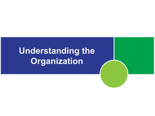 Understanding the
Organization
 