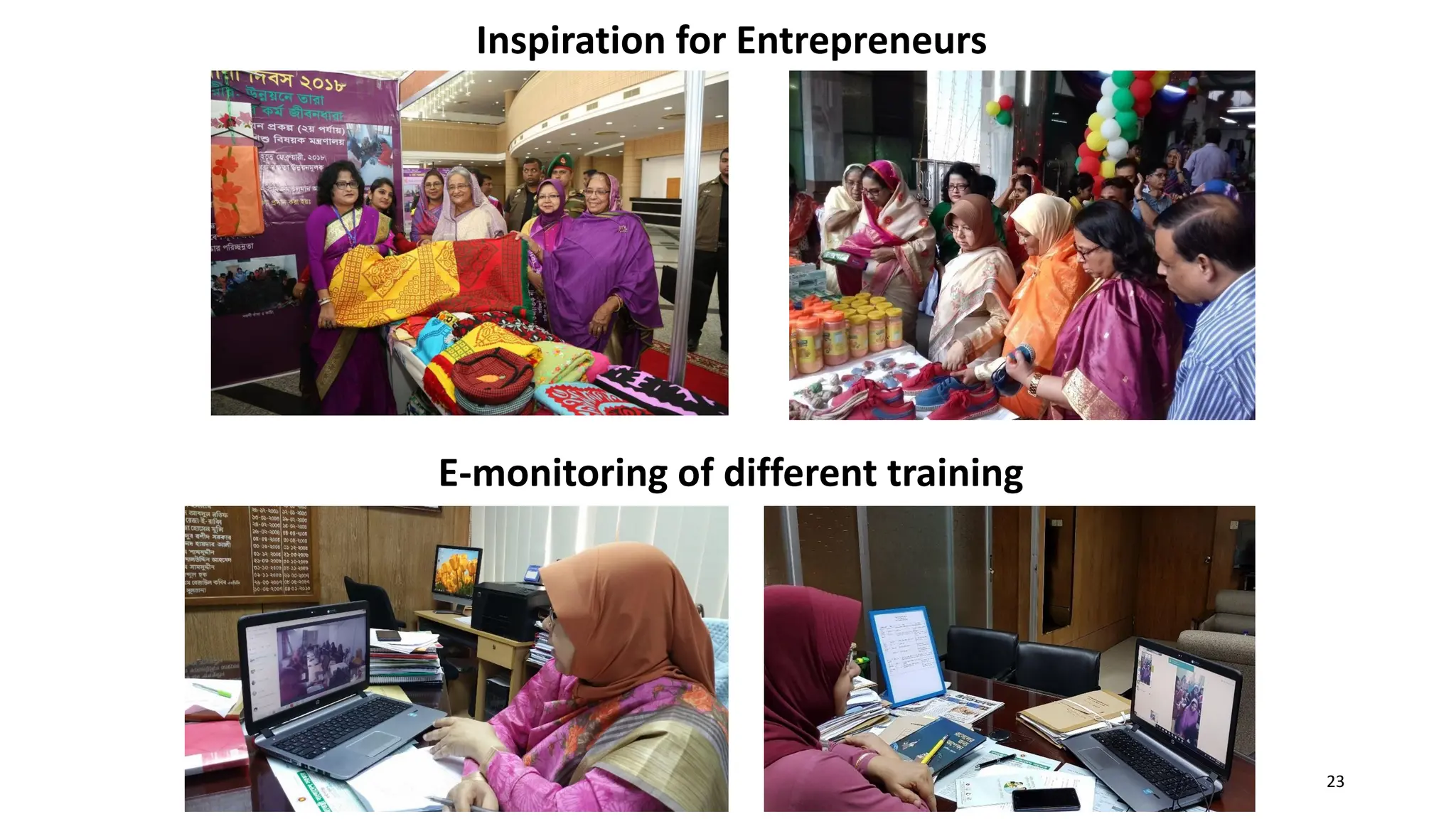 E-monitoring of different training
Inspiration for Entrepreneurs
23
 