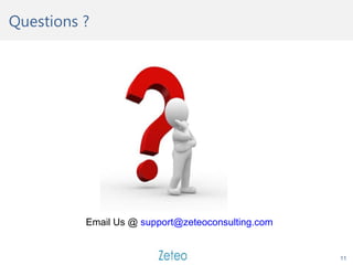 Questions ?
11
Email Us @ support@zeteoconsulting.com
 