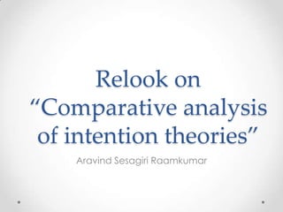 Relook on
“Comparative analysis
of intention theories”
Aravind Sesagiri Raamkumar
 