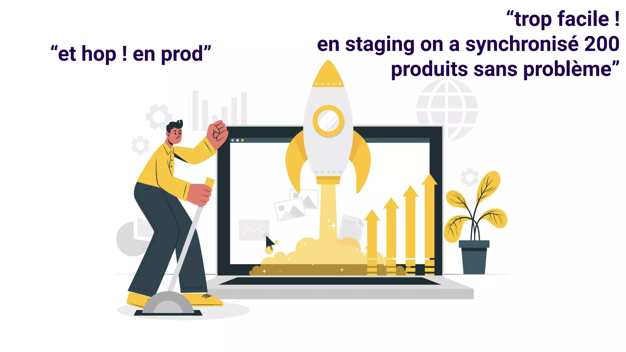“trop facile !
en staging on a synchronisé 200
produits sans problème”
“et hop ! en prod”
 