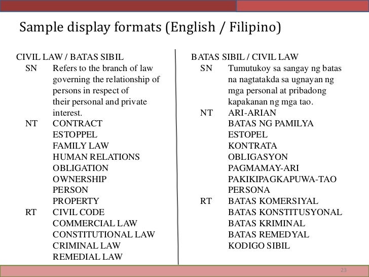 Philippine Thesaurus on Civil Law presentation (edited)