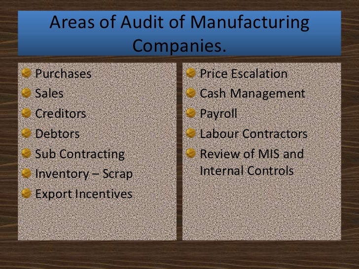 Internal Audit of Manufacturing Companies