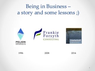 Being in Business –
a story and some lessons ;)
1
1996 2008 2014
 