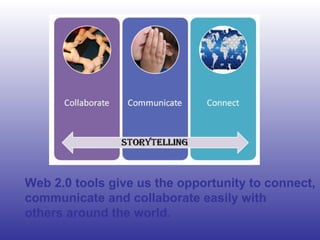 Web 2.0 tools give us the opportunity to connect,
communicate and collaborate easily with
others around the world.
 