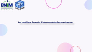 Les conditions de succès d’une communication en entreprise:
 