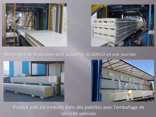 Notre ligne de production peut supporter 15,000m2 en une journée
Produit prêt est emballé dans des palettes avec l'emballage de
sécurité spéciale
 