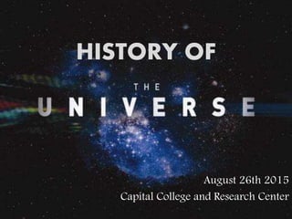 HISTORY OF
August 26th 2015
Capital College and Research Center
 