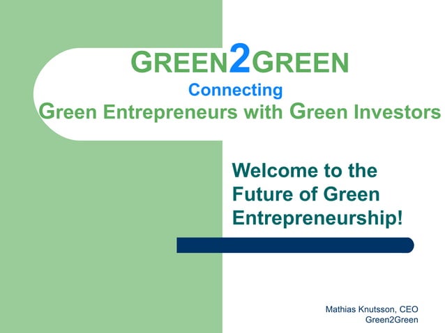 Presentation G2G | PPT | Green Solutions | Business