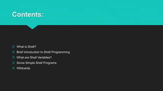 Wildcards, Simple Shell Programs and Shell Variables | PPT