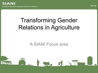 siani.se

Transforming Gender
Relations in Agriculture
A SIANI Focus area

 