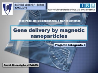 Instituto Superior Técnico
       2009/2010




           Mestrado em Bioengenharia e Nanossistemas




                                    Projecto Integrado I




David Conceição nº64405
 