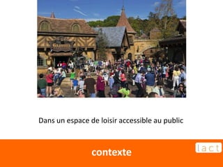 contexte
Dans un espace de loisir accessible au public
 