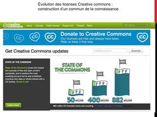 Évolution des licenses Creative commons :
construction d’un commun de la connaissance
 