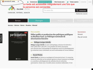 Le texte est accessible intégralement une fois que
la personne est connectée
 