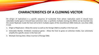 Gene Cloning Vectors - Plasmids, Bacteriophages and Phagemids. | PPTX