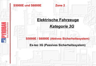S5000E und S6000E

Zone 2

Elektrische Fahrzeuge
Kategorie 3G
S5000E / S6000E (Aktives Sicherheitssystem)
Ex-tec 3G (Passives Sicherheitssystem)

1

 