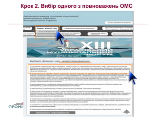 Крок 2. Вибір одного з повноважень ОМС
 