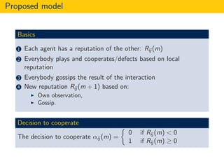 Cooperation, Reputation & Gossiping | PPT