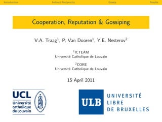 Cooperation, Reputation & Gossiping | PPT