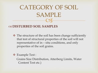 Site Investigation and Example of Soil Sampling | PPTX