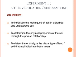 Site Investigation and Example of Soil Sampling | PPTX