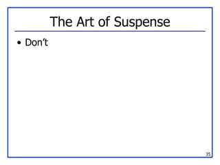 The Art of Suspense <ul><li>Don’t </li></ul>