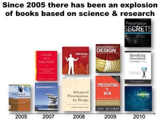 Since 2005 there has been an explosion
 of books based on science & research




   2005   2007   2008   2009    2010
 