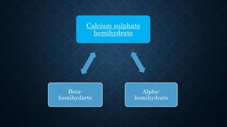 Calcium sulphate
hemihydrate
Alpha-
hemihydrate
Beta-
hemihydarte
 