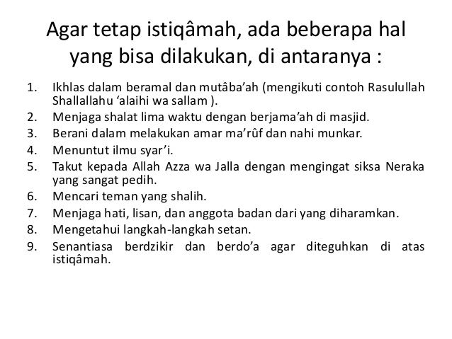 Presentation hadits istiqamah