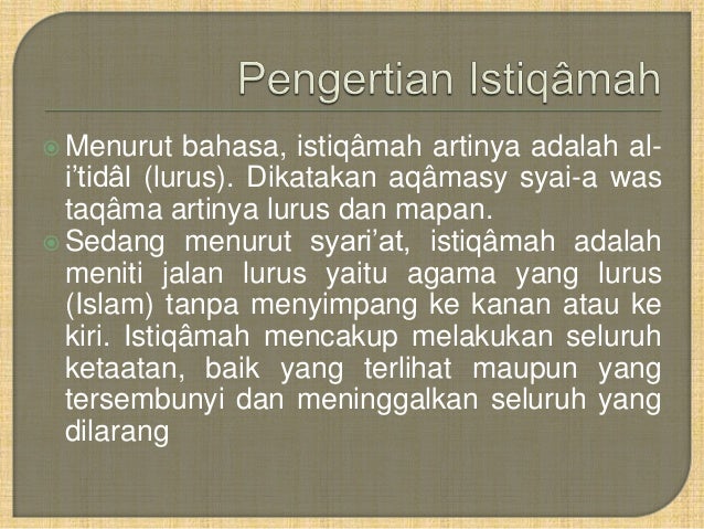 Presentation Hadits Istiqamah