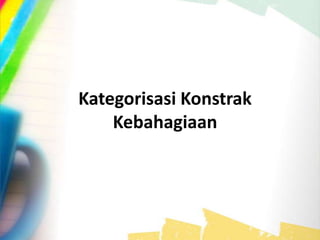 Kategorisasi Konstrak
Kebahagiaan
 