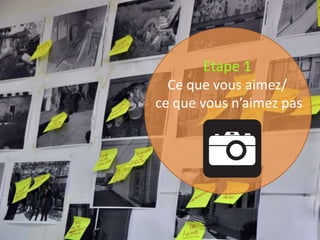 !




           Etape 1
      Ce que vous aimez/
    ce que vous n’aimez pas
 