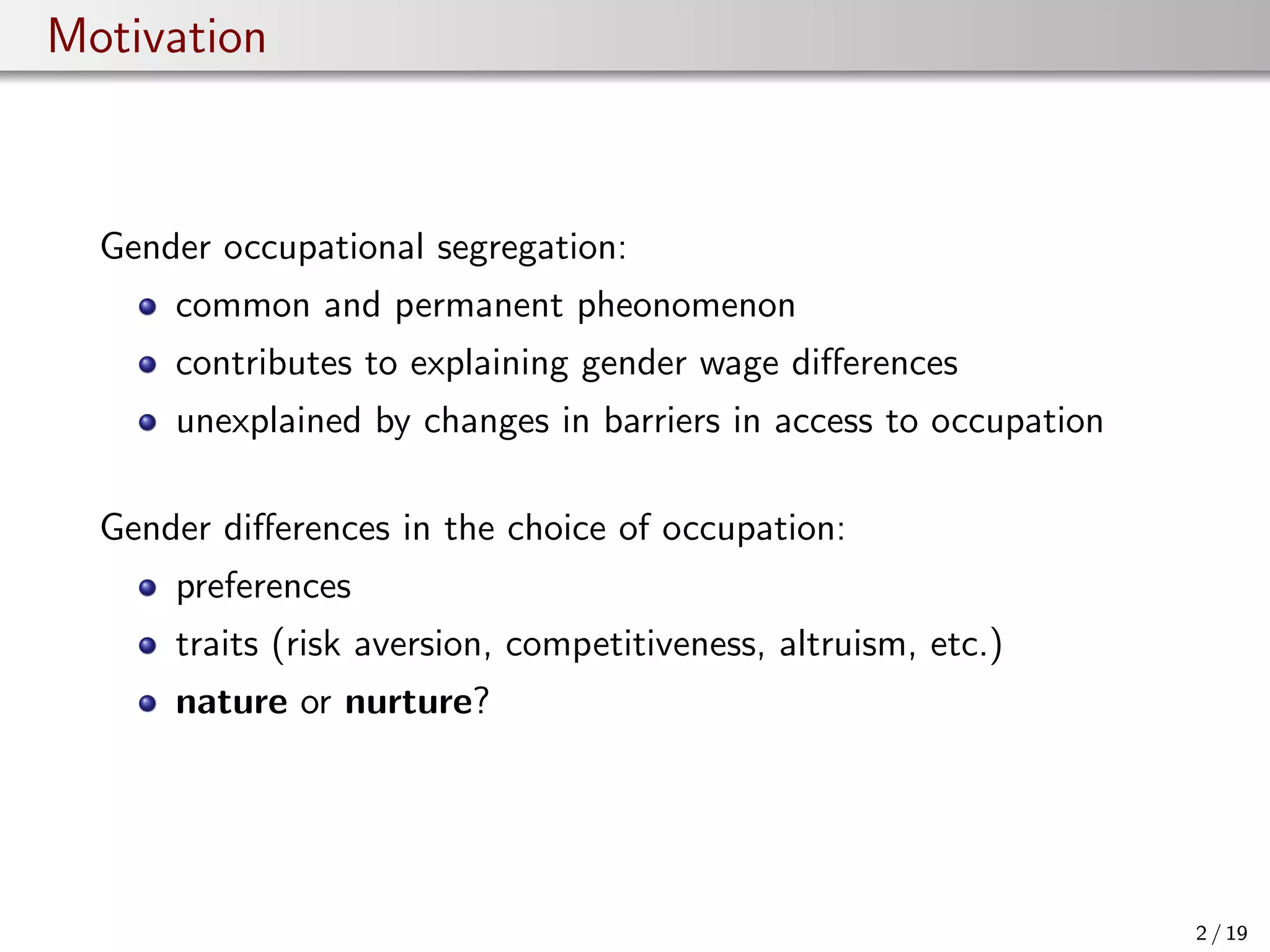 Gender occupational segregation | PPT