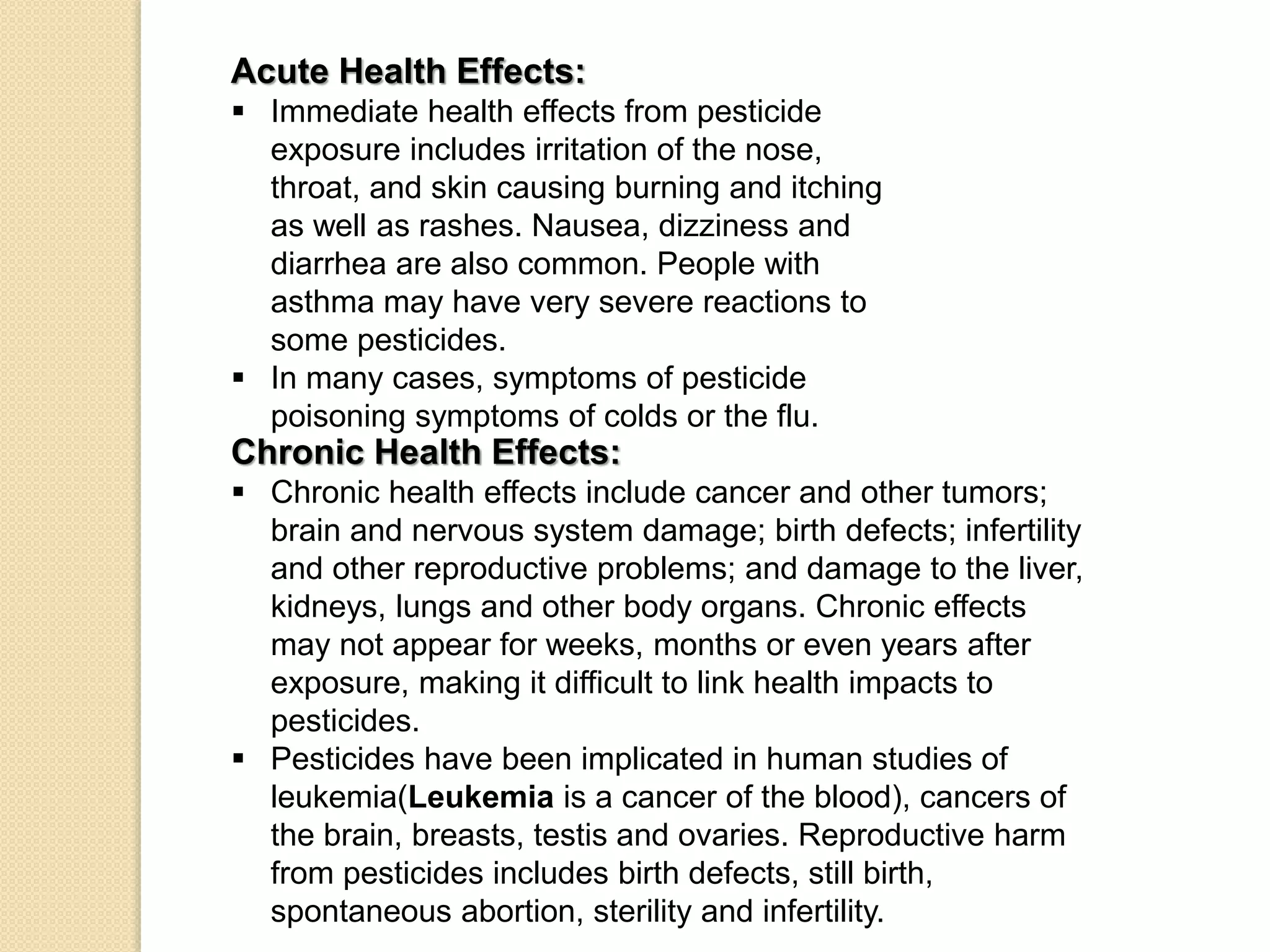 Health Hazard Effects of Pesticides | PPTX
