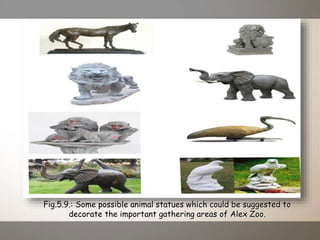 Fig.5.9.: Some possible animal statues which could be suggested to
decorate the important gathering areas of Alex Zoo.
 