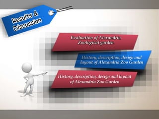 History, description, design and
layout of Alexandria Zoo Garden
Evaluation of Alexandria
Zoological garden
History, description, design and layout
of Alexandria Zoo Garden
 