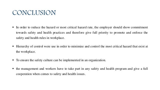 Conclusion for health and safety assignment image