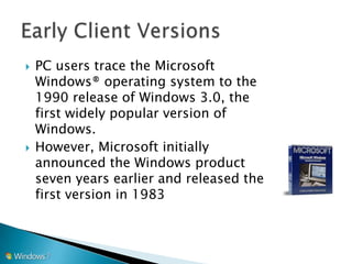 Presentation Introduction to Windows | PPTX | Operating Systems ...