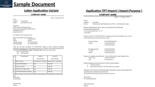 Sample Document
Letter Application Variant Application TPT Import ( Import Purpose )
 