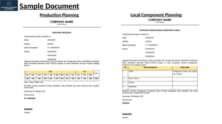 Sample Document
Production Planning Local Component Planning
 
