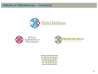 Hôtels et Résidences – Contacts

Hôtels & Résidences
9-11 Bld de Bretagne
16 000 Angoulême
Tel 01 80 88 48 20
Fax 01 80 88 48 29

13

 