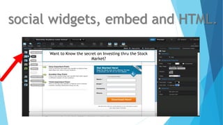 social widgets, embed and HTML.
Want to Know the secret on Investing thru the Stock
Market?
 
