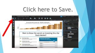 Click here to Save.
Want to Know the secret on Investing thru the
Stock Market?
 