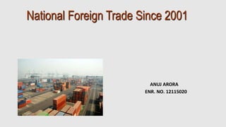National Foreign Trade Since 2001
ANUJ ARORA
ENR. NO. 12115020
 