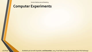 BioMathLab Gemelli Ospedale, 2nd December, 2015, FinalTalk of 2015 (SecondYear of the PhD Pathway)J G Pires
Ghrelin Mathematical Modeling
Computer Experiments
 