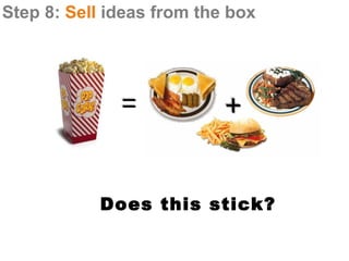 Step 8: Sell ideas from the box




           Does this stick?
 